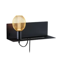 Aplique de pared Paulmann Devara, negra, 40 cm, E27, puerto USB
