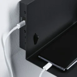 Aplique de pared Paulmann Devara, negra, 40 cm, E27, puerto USB