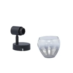 Aplique de pared Pendura de Lindby, Ø 9 cm, negro, cristal