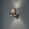 Aplique de pared perfil, negro, metal/tejido, altura 30 cm