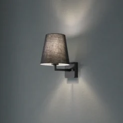 Aplique de pared perfil, negro, metal/tejido, altura 30 cm