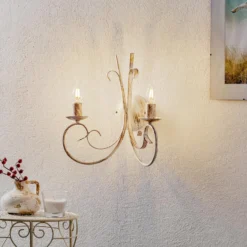 Aplique de pared Pompei, 2 luces, blanco antiguo