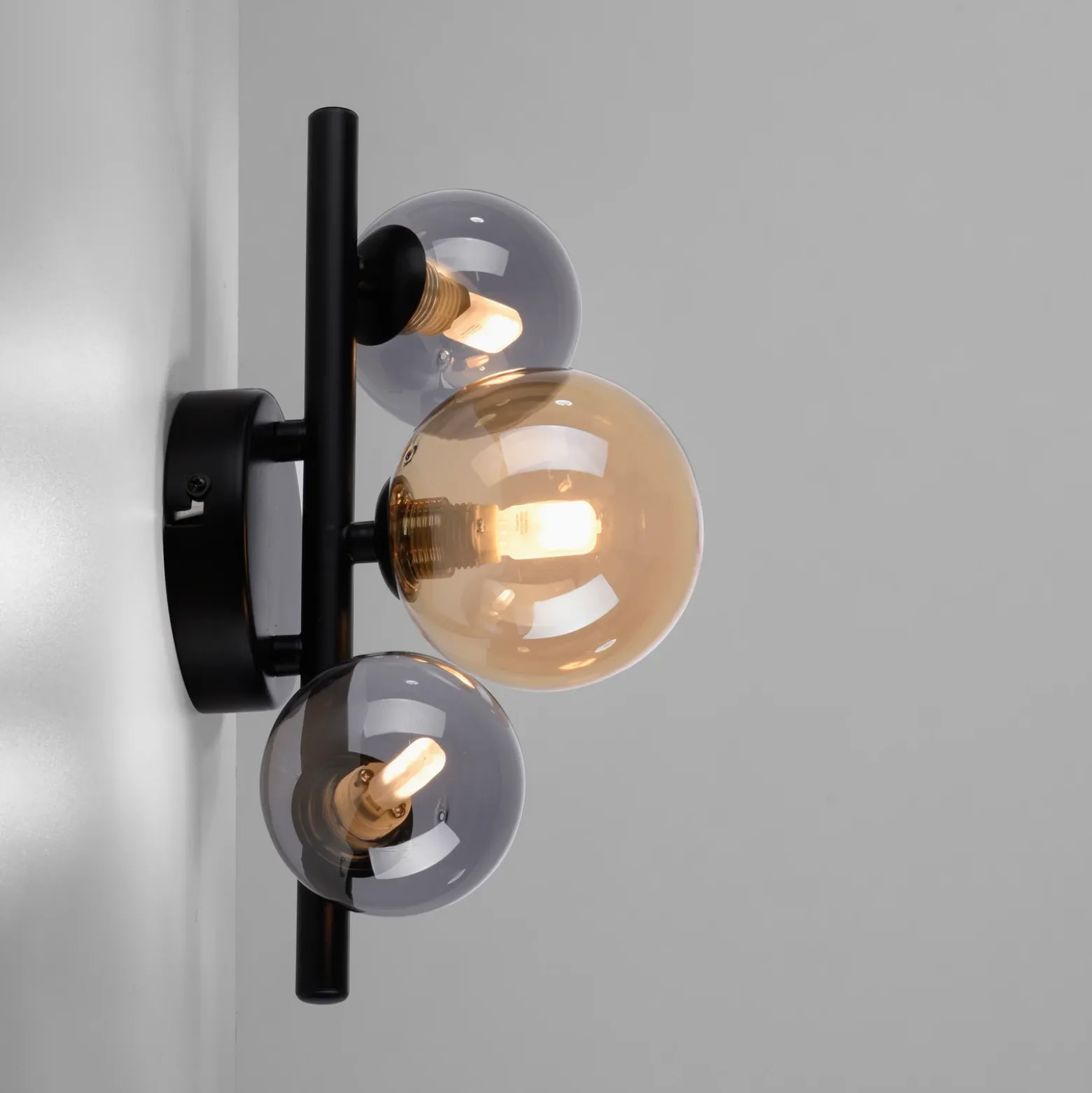 Aplique de pared Popsicle de Paul Neuhaus, negro, cristal, 29 cm, G9