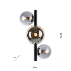 Aplique de pared Popsicle de Paul Neuhaus, negro, cristal, 29 cm, G9