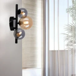 Aplique de pared Popsicle de Paul Neuhaus, negro, cristal, 29 cm, G9