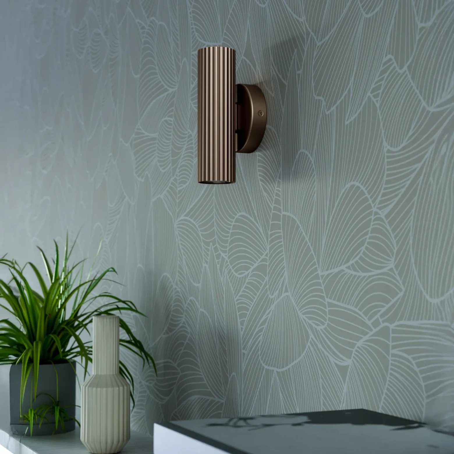 Aplique de pared Portillo, bronce, altura 20 cm, 2 luces. Metal, GU10.