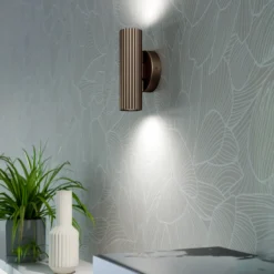 Aplique de pared Portillo, bronce, altura 20 cm, 2 luces. Metal, GU10.