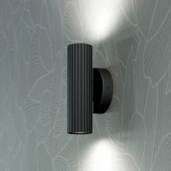Aplique de pared Portillo, negro, altura 20 cm, 2 luces, metal, GU10