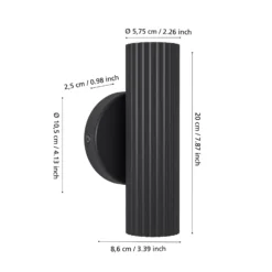 Aplique de pared Portillo, negro, altura 20 cm, 2 luces, metal, GU10