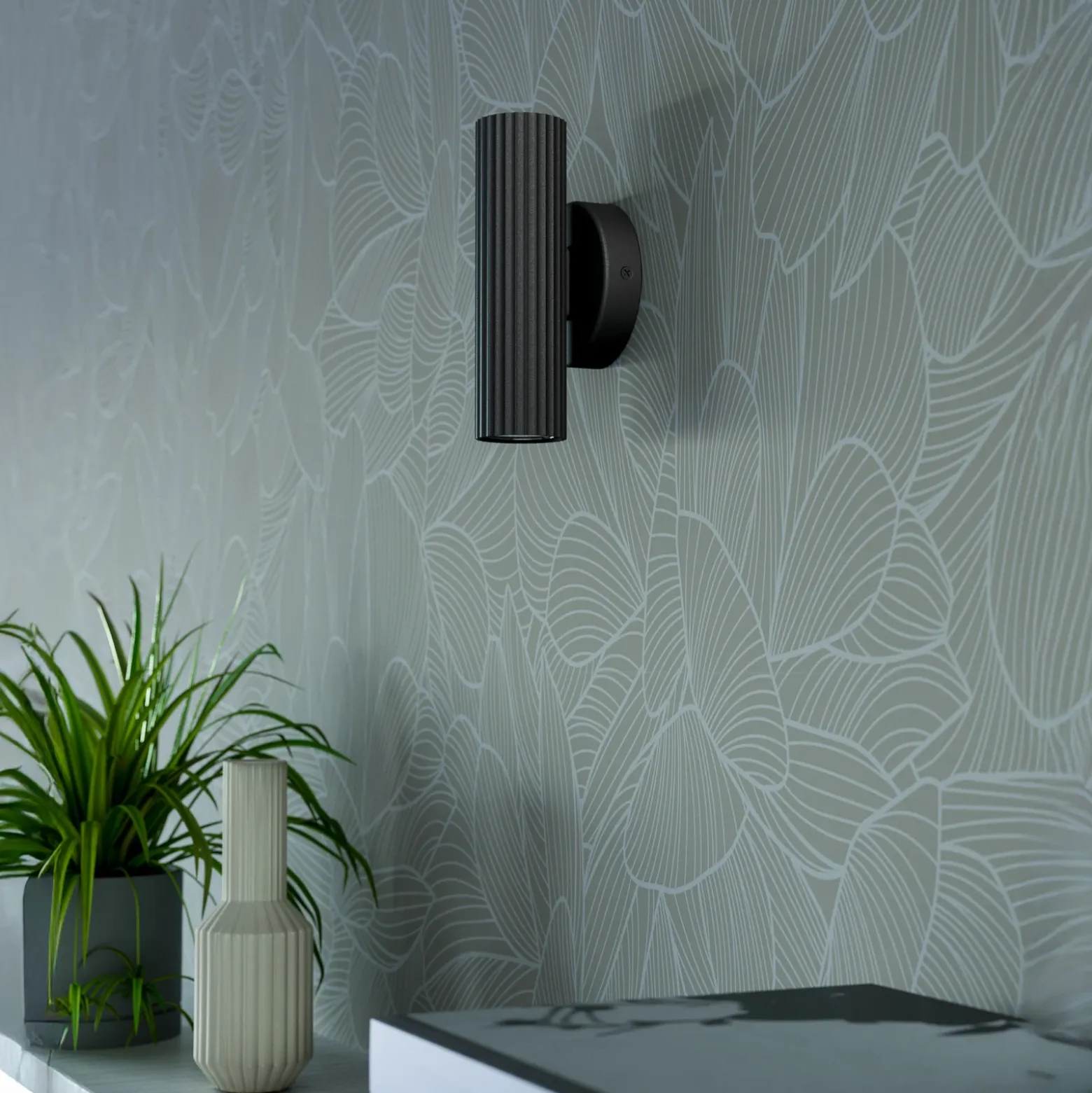 Aplique de pared Portillo, negro, altura 20 cm, 2 luces, metal, GU10
