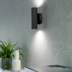 Aplique de pared Portillo, negro, altura 20 cm, 2 luces, metal, GU10