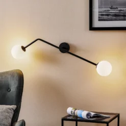 Aplique de pared Pure, 2 luces, negro, horizontal