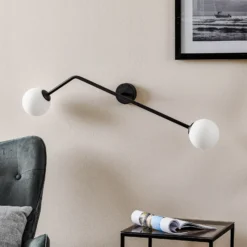 Aplique de pared Pure, 2 luces, negro, horizontal
