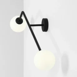 Aplique de pared Pure, 2 luces, negro, horizontal