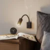 Aplique de pared Raisio, brazo flexible, negro