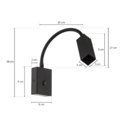 Aplique de pared Raisio, brazo flexible, negro