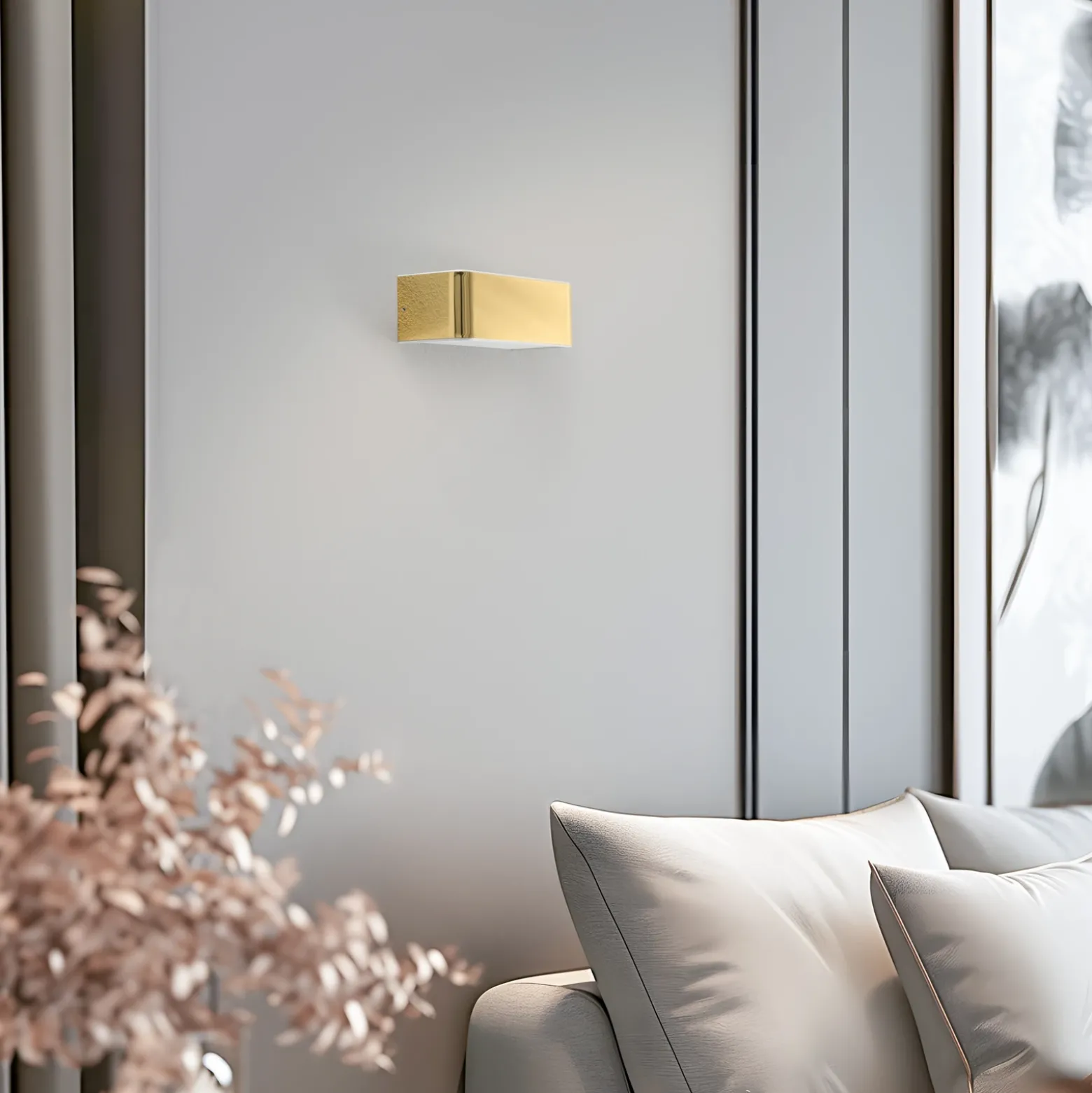 Aplique de pared Rauma, latón, 20 cm de ancho