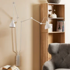 Aplique de pared 814, regulable, 2 luces, blanco