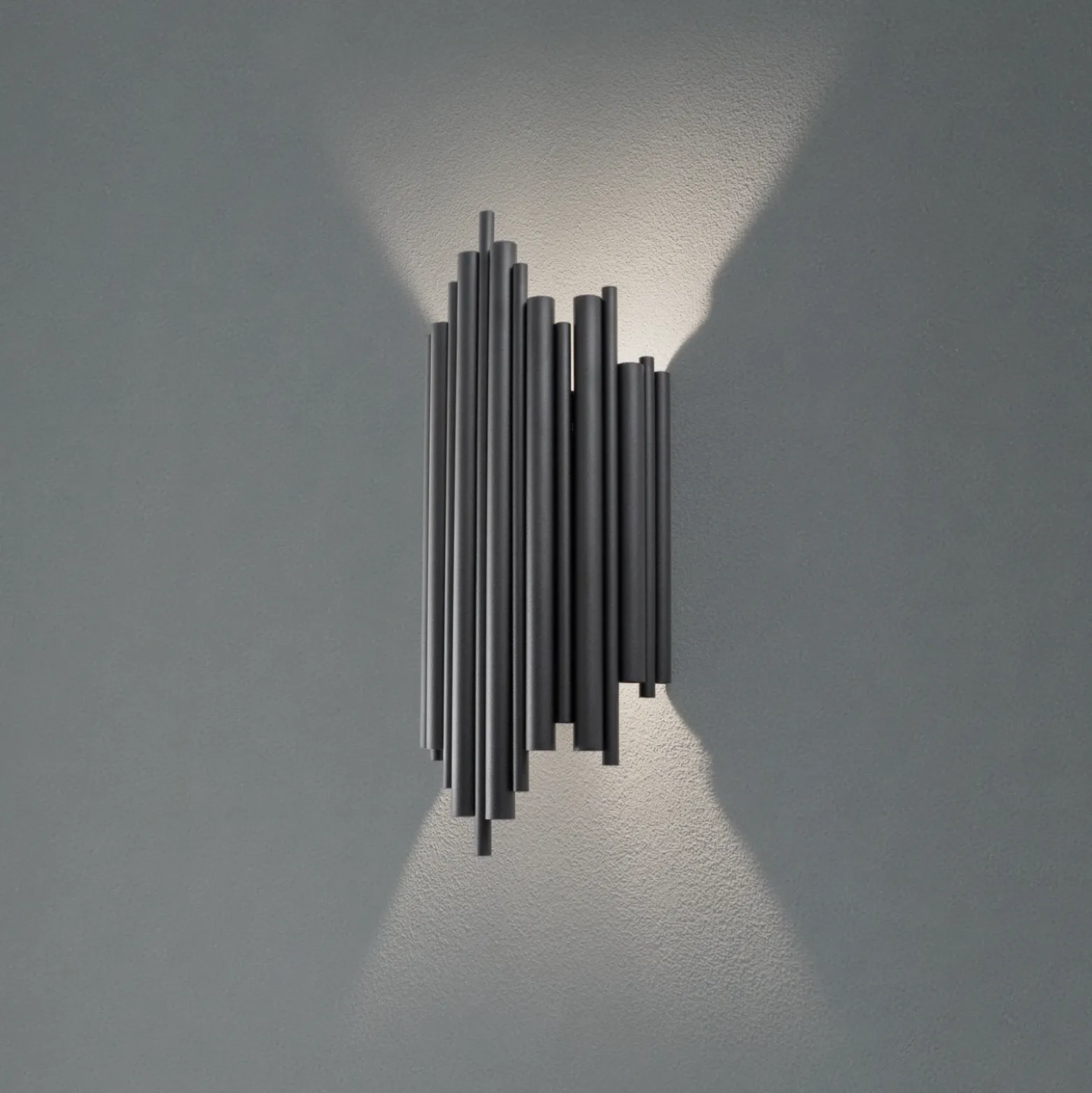 Aplique de pared Reis, negro, metal, altura 50 cm