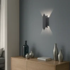 Aplique de pared Reis, negro, metal, altura 50 cm