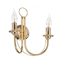 Aplique de pared retro, 2 luces, dorado