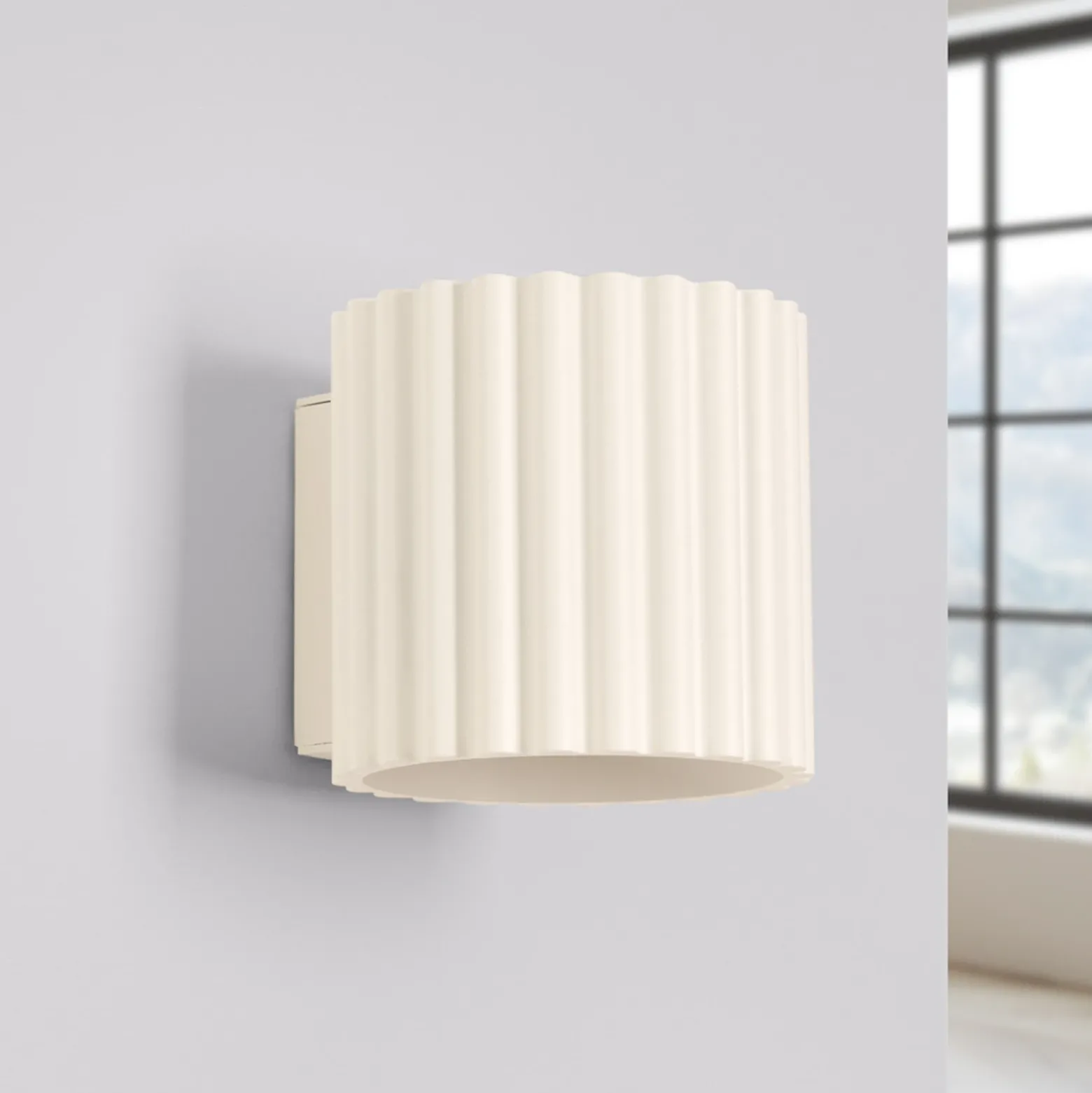 Aplique de pared RIBLA, beige, Ø 10 cm, metal, G9