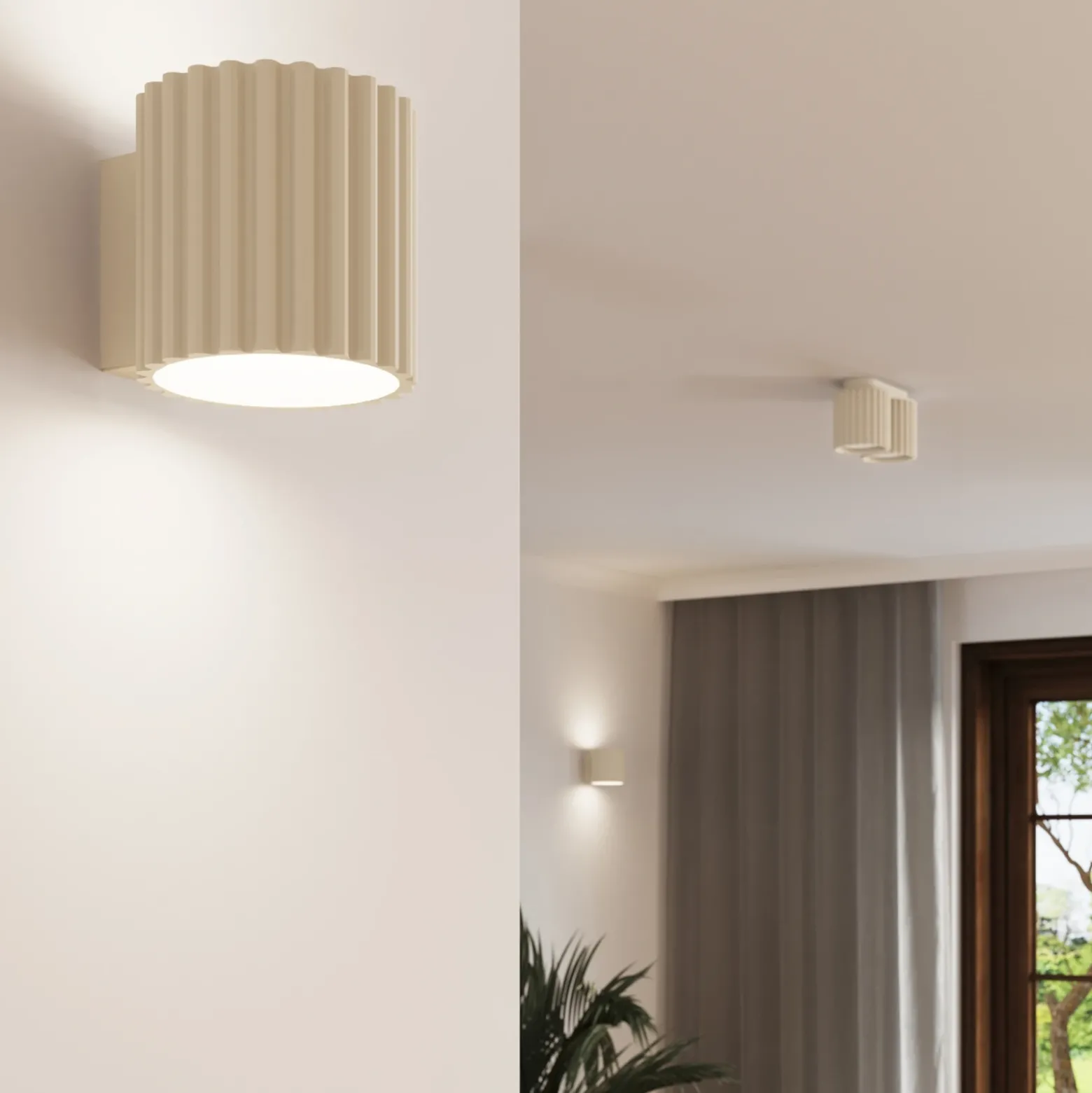 Aplique de pared RIBLA, beige, Ø 10 cm, metal, G9