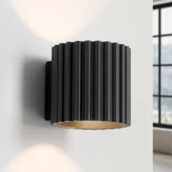 Aplique de pared RIBLA, negra, Ø 10 cm, metal, G9
