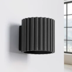 Aplique de pared RIBLA, negra, Ø 10 cm, metal, G9