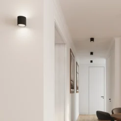 Aplique de pared RIBLA, negra, Ø 10 cm, metal, G9