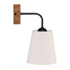 Aplique de pared Risco, blanco, 15 cm de ancho, 1 luz, tela