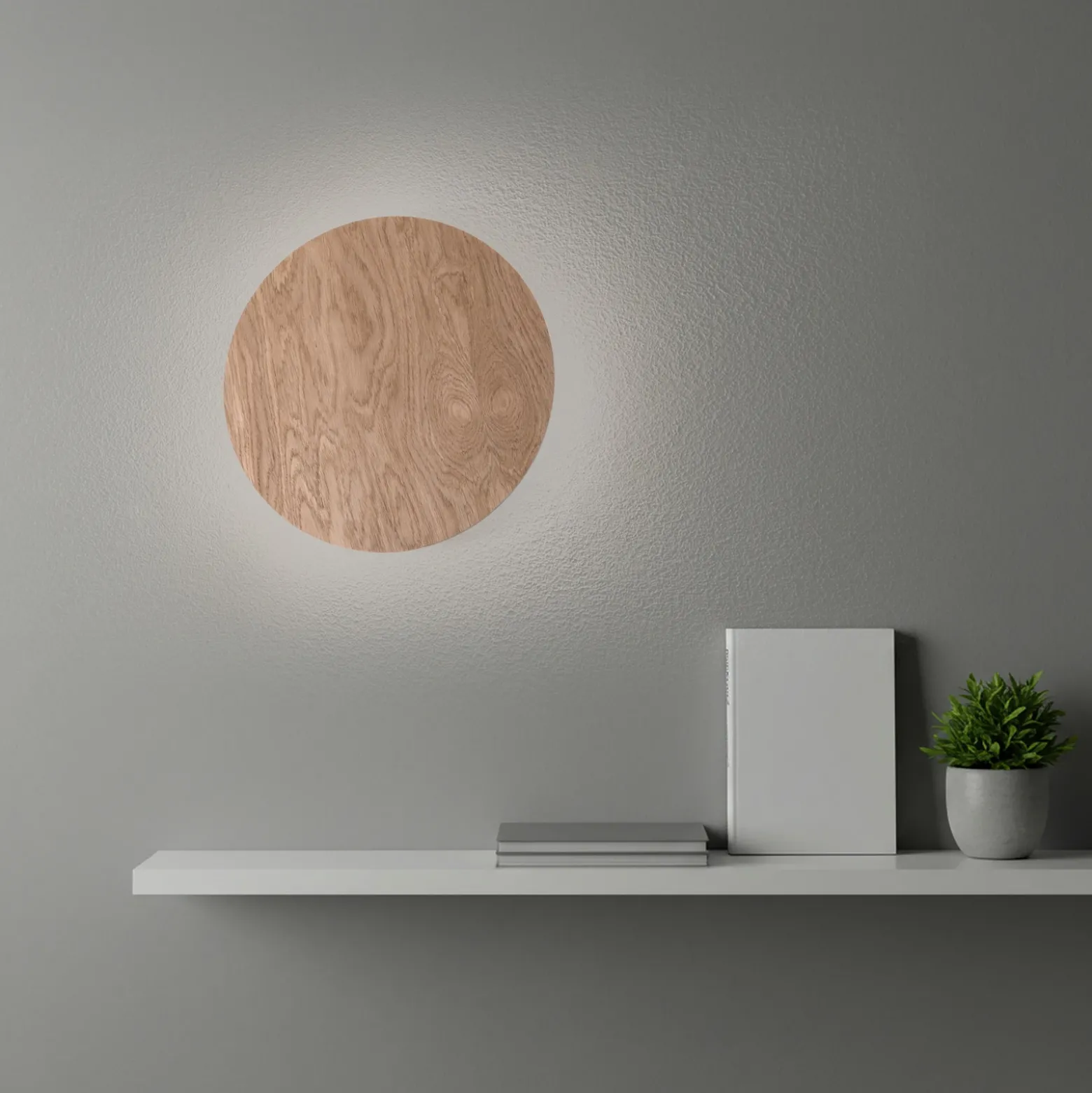 Aplique de pared Rito de Envostar, madera clara, Ø 30 cm