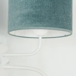Aplique de pared Roller, cordón menta, blanco, con brazo de lectura