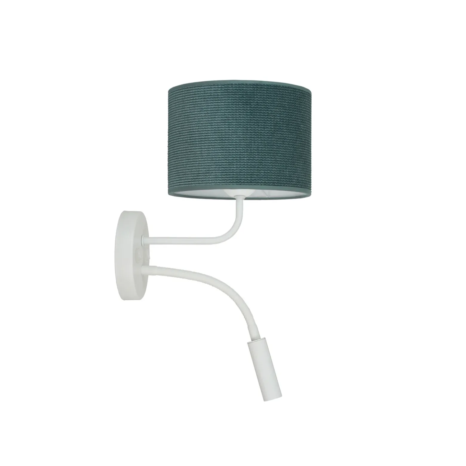 Aplique de pared Roller, cordón menta, blanco, con brazo de lectura