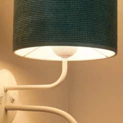 Aplique de pared Roller, cordón menta, blanco, con brazo de lectura