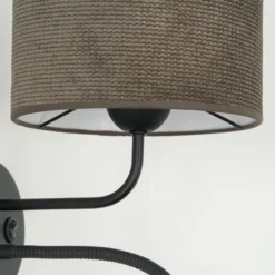 Aplique de pared Roller, cordón gris oscuro, negro, con brazo de lectura