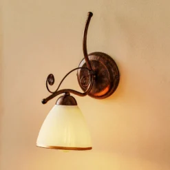 Aplique de pared Roma en blanco y marrón