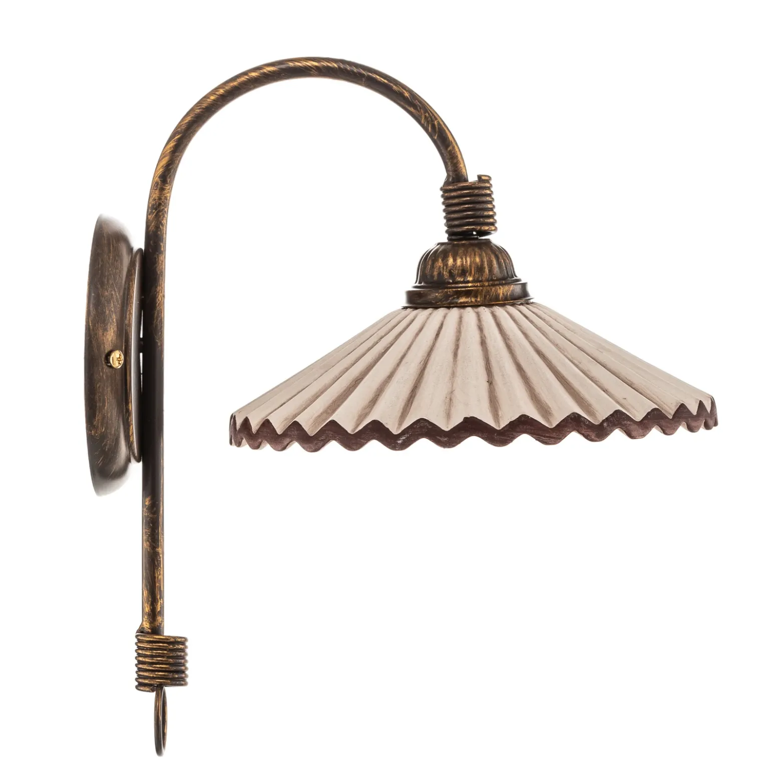 Aplique de pared Rosina, bronce con pantalla de cerámica rosa