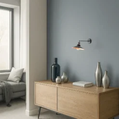 Aplique de pared Saglam, negro/dorado, cónica, altura 20 cm, E27