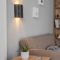 Aplique de pared Satin en satén, negro/dorado