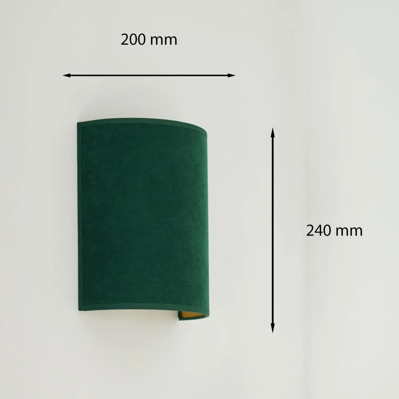 Aplique de pared Semi Circle, terciopelo, verde oscuro, E27