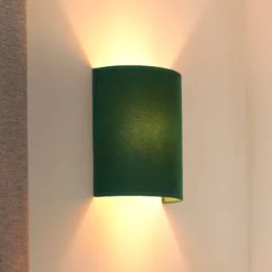Aplique de pared Semi Circle, terciopelo, verde oscuro, E27