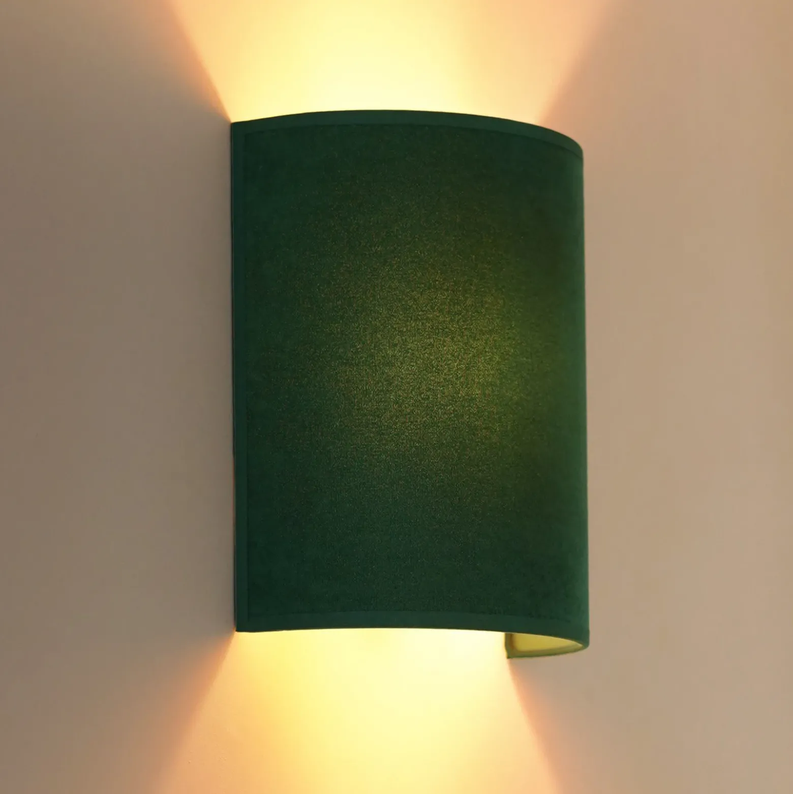 Aplique de pared Semi Circle, terciopelo, verde oscuro, E27