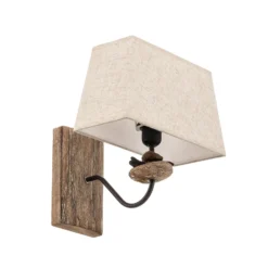 Aplique de pared Seregon con decoración de piedra y pantalla de tela