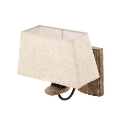 Aplique de pared Seregon con decoración de piedra y pantalla de tela