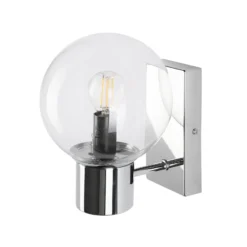 Aplique de pared Sferio, cromado/transparente, cristal, 21 cm de altura, E14