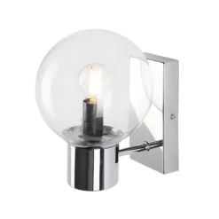 Aplique de pared Sferio, cromado/transparente, cristal, 21 cm de altura, E14