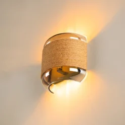 Aplique de pared SLV Pantilo Rope marrón/ámbar/oro vidrio ancho 20 cm