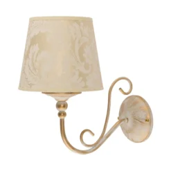 Aplique de pared Sofia Ecrie, color beige/dorado, tela, acero, E27