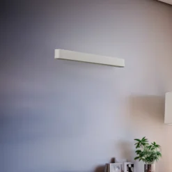Aplique de pared Soft, 60 cm de ancho, blanco, aluminio, G13